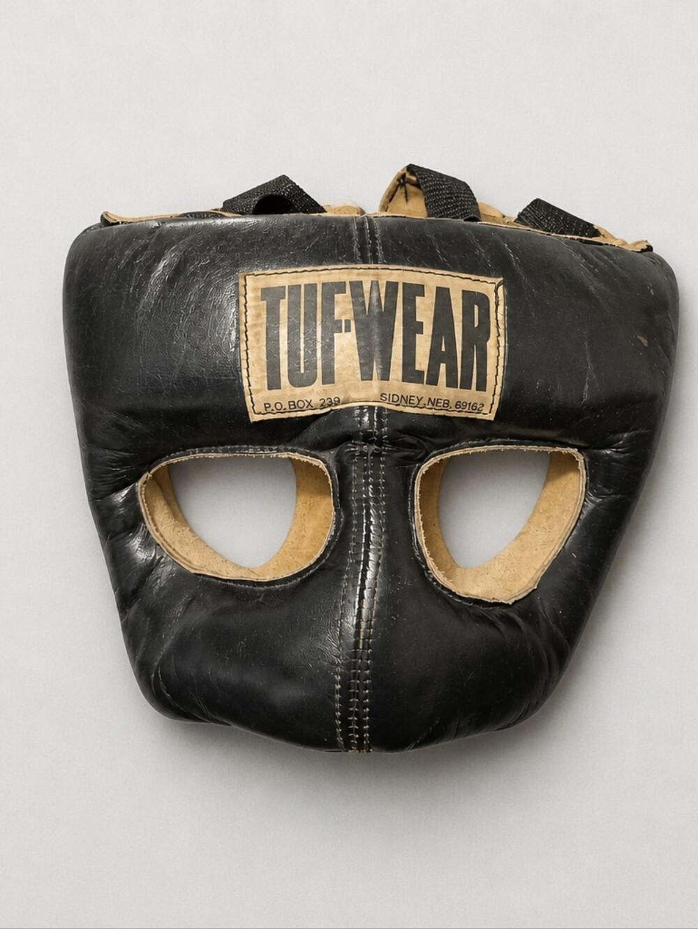 Black Leather Headguard — Men’s Protective Boxing Face Mask